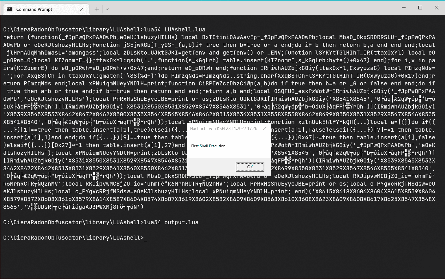 LUAshell project screenshot